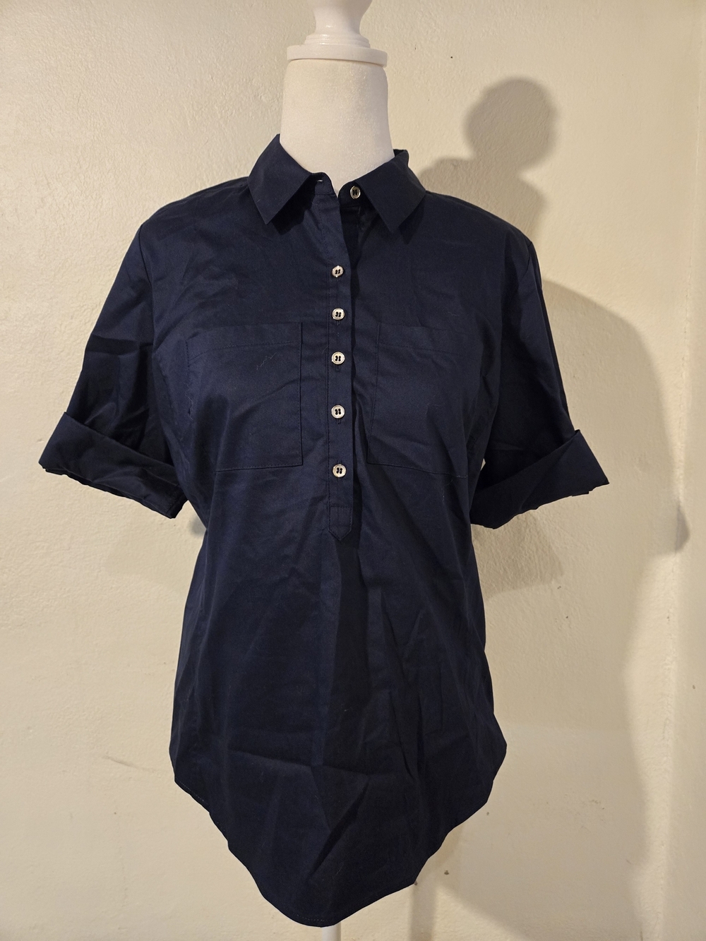 New York & Company Navy Button-Down Shirt Size XS